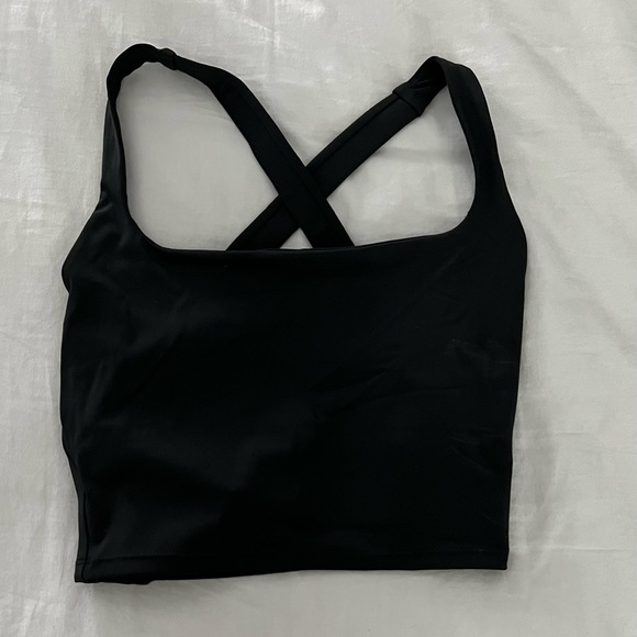 Halara square neck tank top with strappy back in black - Picture 1 of 2